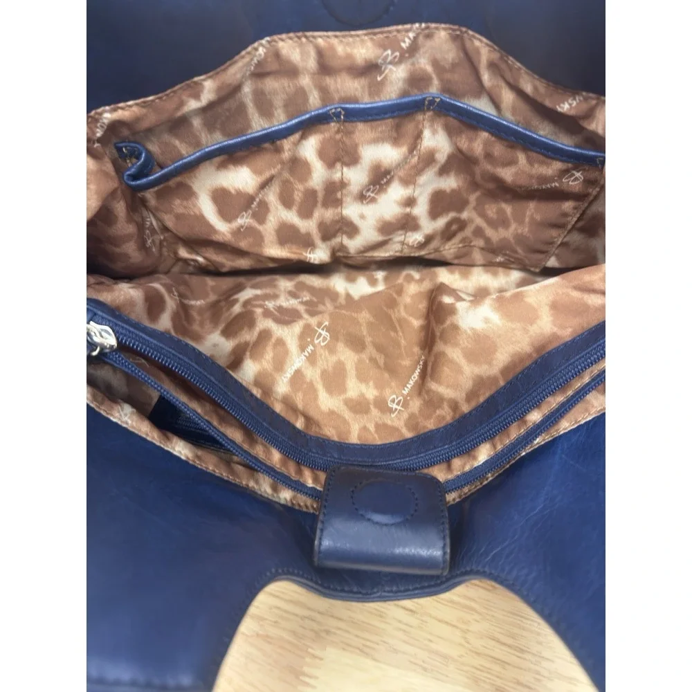 B Makowsky Blue Leather Hand Bag Purse Hobo‎ Shoulder Bag #33